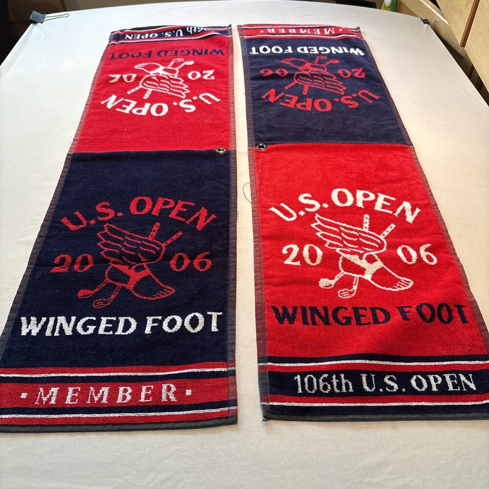 LOT OF 2 Sir Christopher Hatton 2006 U.S. Open Winged Foot MEMBER Golf Towels